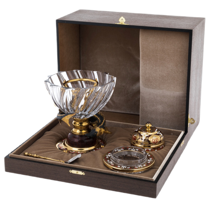 Caviar bowl with ice cream "Poseidon" jasper,enamel, Chrysostom