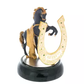 Statuette of a horse with a horseshoe "For good luck"