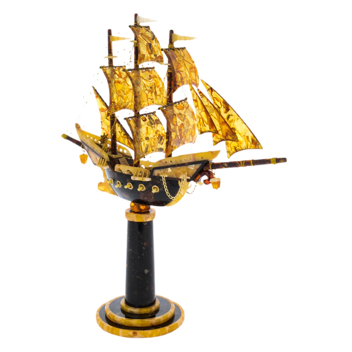 Amber composition "Caravel on the stele"