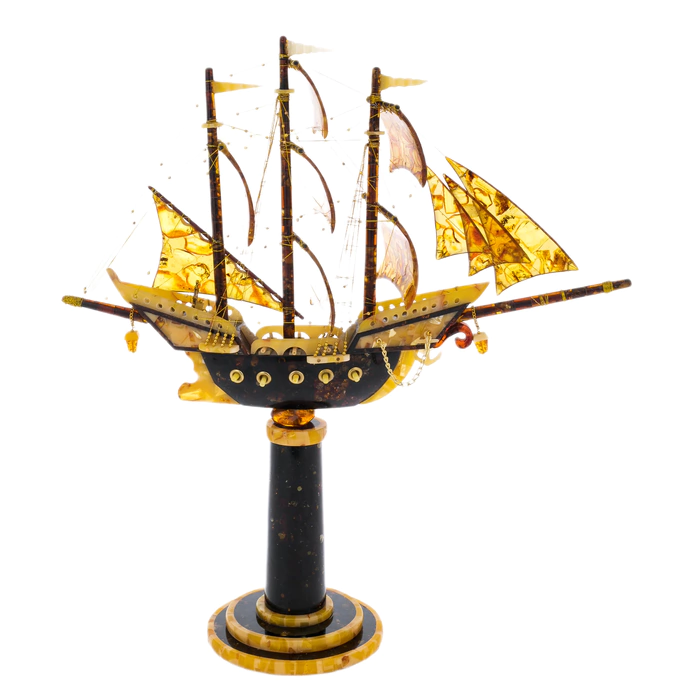 Amber composition "Caravel on the stele"