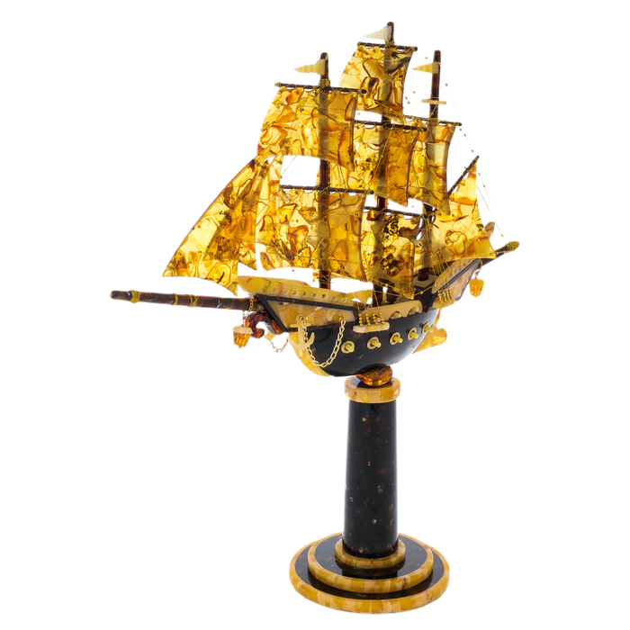 Amber composition "Caravel on the stele"