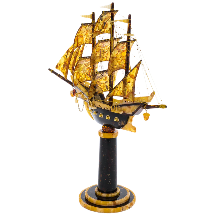 Amber composition "Caravel on the stele"