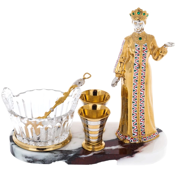 Икорница "Хозяйка медной горы" малая, на 2 персоны, 5 предметов, Златоуст