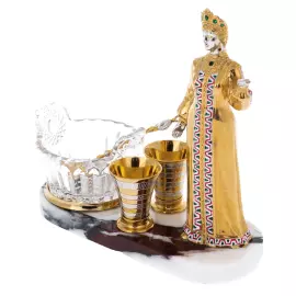 Икорница "Хозяйка медной горы" малая, на 2 персоны, 5 предметов, Златоуст