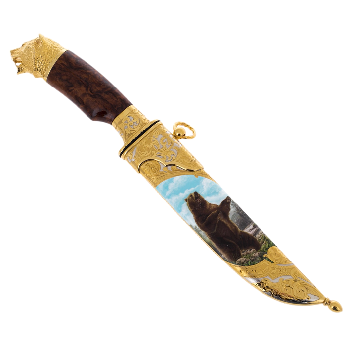 Knife "Bear" with black damascus, Zlatoust