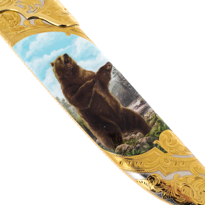 Knife "Bear" with black damascus, Zlatoust