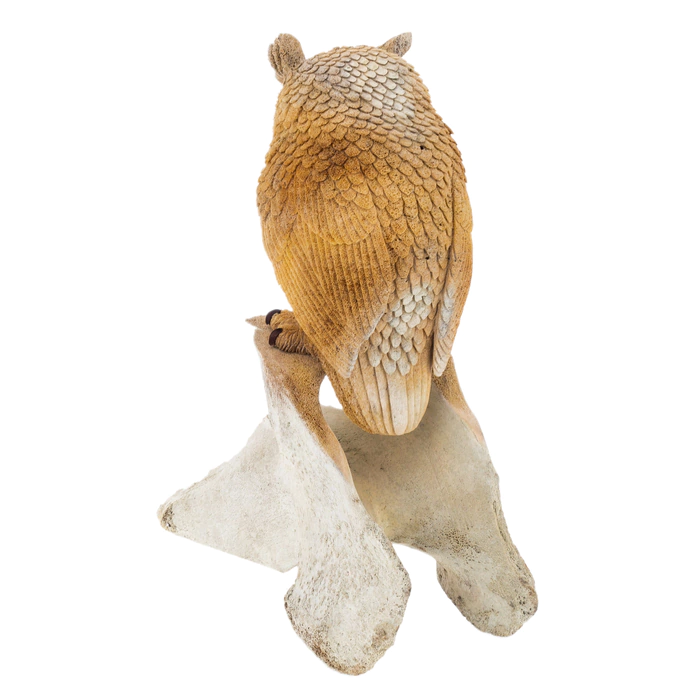The sculpture of the whale bone "Owl" is large