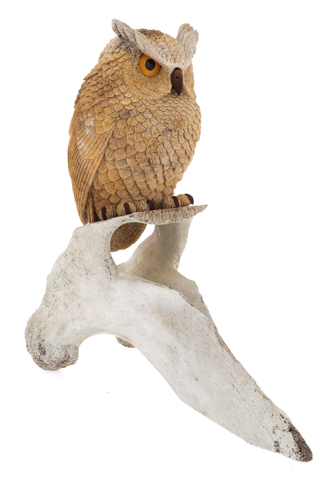 The sculpture of the whale bone "Owl" is large