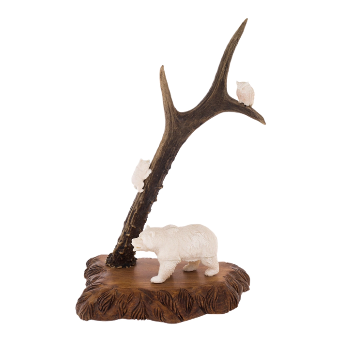 Walrus tusk statuette "Walk, bears"