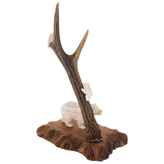 Walrus tusk statuette "Walk, bears"