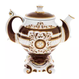 Самовар фарфоровый "Гербовый" бордовый, на 6 персон, 15 предметов, в подарочной коробке