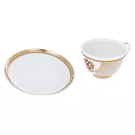 Самовар фарфоровый "Гербовый" бежевый, на 6 персон, в подарочной коробке