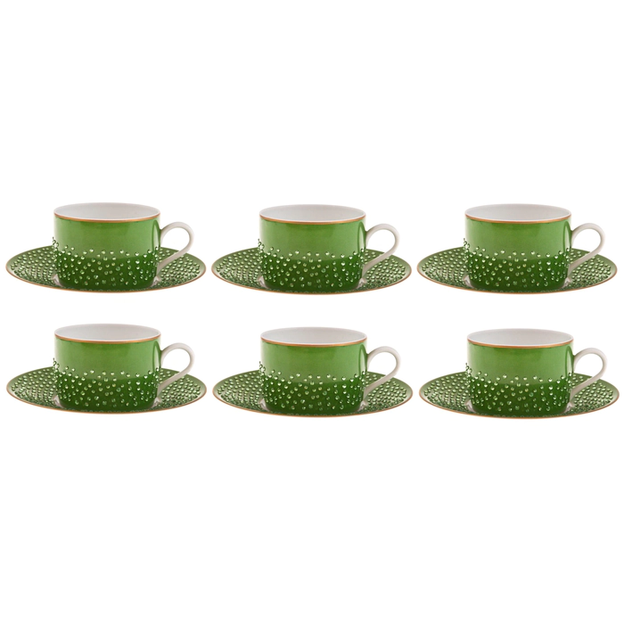 Tea set for breakfast "Emerald" for 6 persons