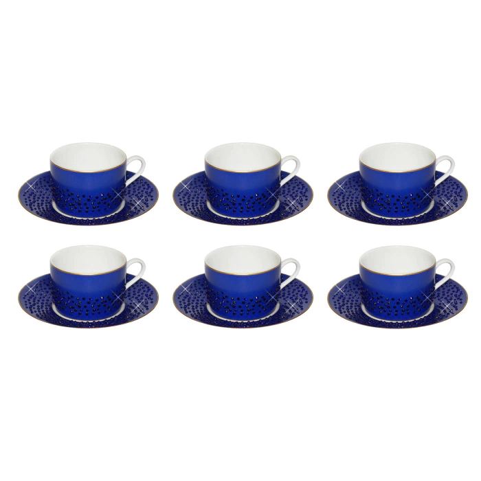 Cobalt breakfast tea set for 6 persons