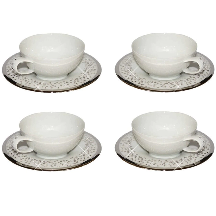 Wedding tea set for 4 persons, white