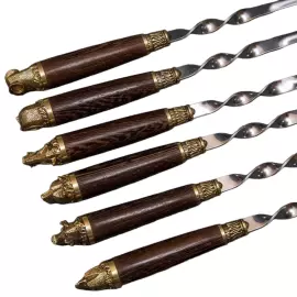 Набор шампуров "Разные звери: Каменные головы" на 6 персон, в колчане