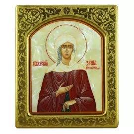 Икона с перламутром "Ксения Петербургская" в золотой раме с чеканкой