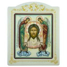 Икона с перламутром "Спас Нерукотворный" в раме с орнаментом Икона с перламутром "Спас Нерукотворный" в раме с орнаментом