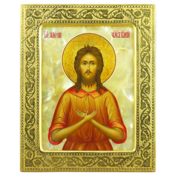 The icon "Alexy the man of God" with mother of pearl in a gold frame