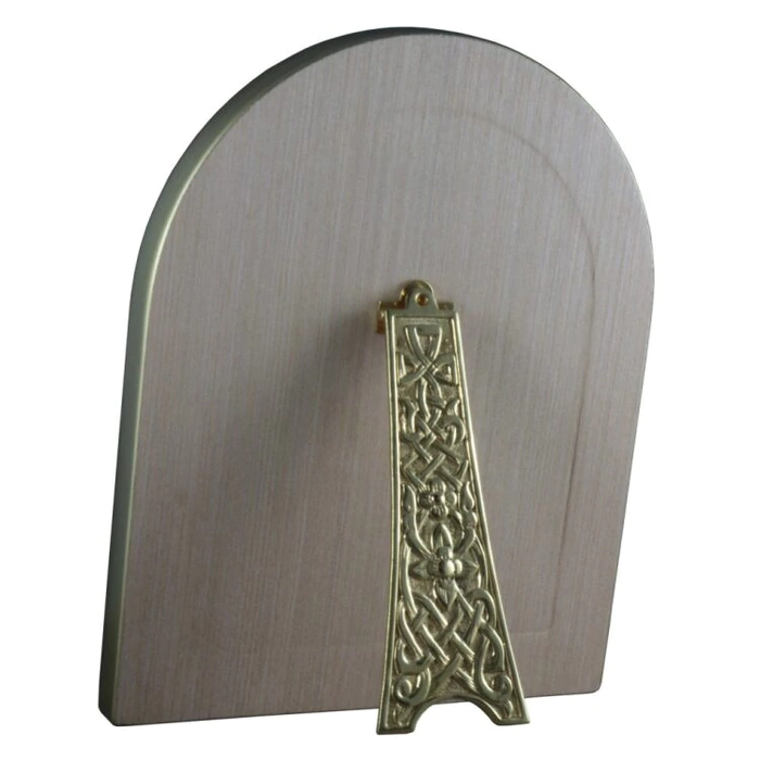 Icon of the Mother of Vladimir on natural mother of pearl in a golden frame (arch)
