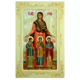 Икона "Вера, Надежда, Любовь и мать их София" на натуральном перламутре