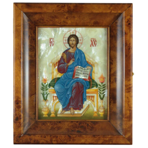 Icon on natural mother-of-pearl "Savior on the Throne" in Kyoto