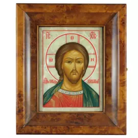 Икона на натуральном перламутре "Спаситель" в киоте