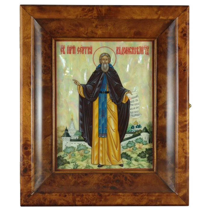 Icon on natural mother-of-pearl "Sergius of Radonezh" in Kyoto
