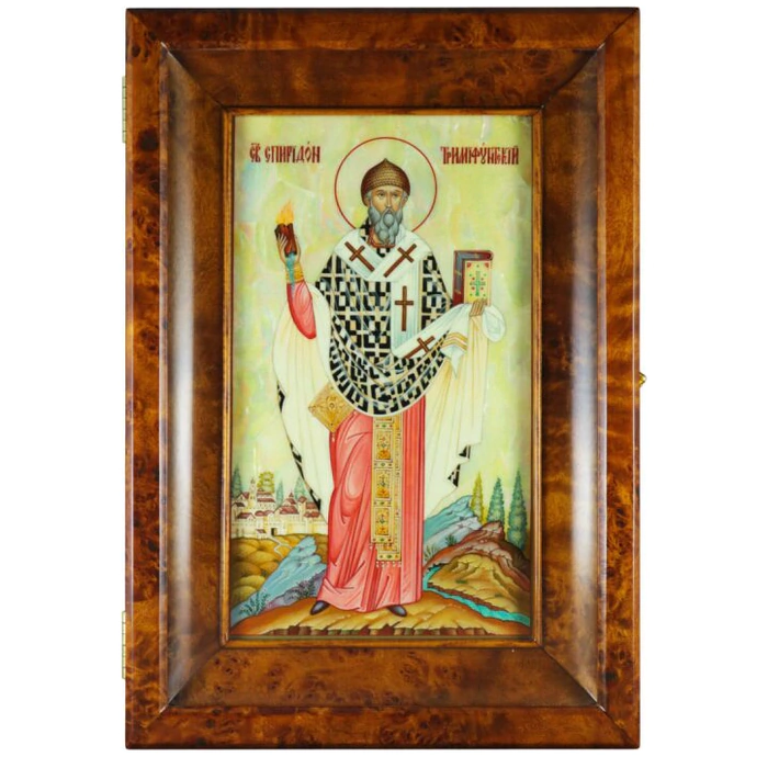 Icon in the "Spyridon of Trimifunt" kiosk on natural mother-of-pearl