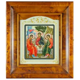 Икона "Святая Троица" в киоте на натуральном перламутре