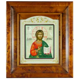 Икона "Спаситель" в киоте на натуральном перламутре