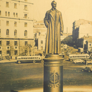 Painting on gold "Lubyanka Square"