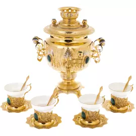 Чайный набор с самоваром, на 4 персоны, Златоуст