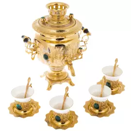 Чайный набор с самоваром, на 4 персоны, Златоуст