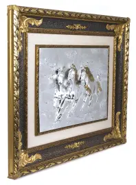 Панно "Тройка коней", серебряного цвета Панно "Тройка коней", серебряного цвета