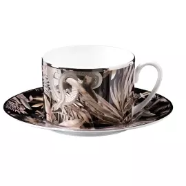 Чашка с блюдцем для чая "Tropical Jungle black"