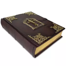 Книга в кожаном переплете "Библия в миниатюрах Палеха" большая, с литьем