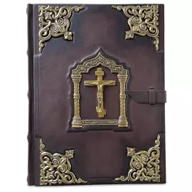 Книга в кожаном переплете "Библия в миниатюрах Палеха" большая, с литьем