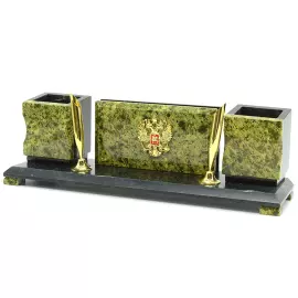 Настольный набор из змеевика "Россия" с гербом РФ