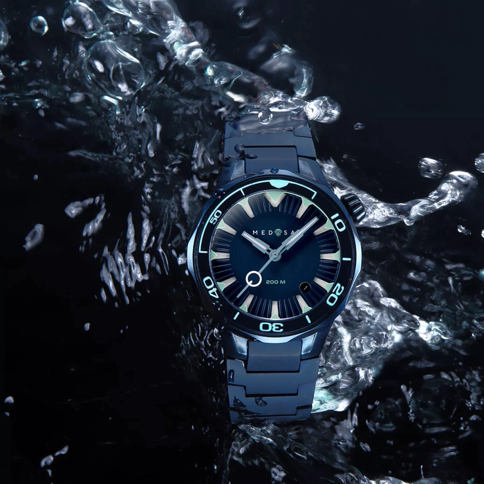 Automatic wristwatch Lincor "Medusa Cold" blue