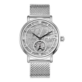 Наручные механические часы с автоподзаводом "Метеорит" серебристые