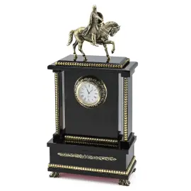 Часы каминные из тёмного обсидиана "Юрий Долгорукий"