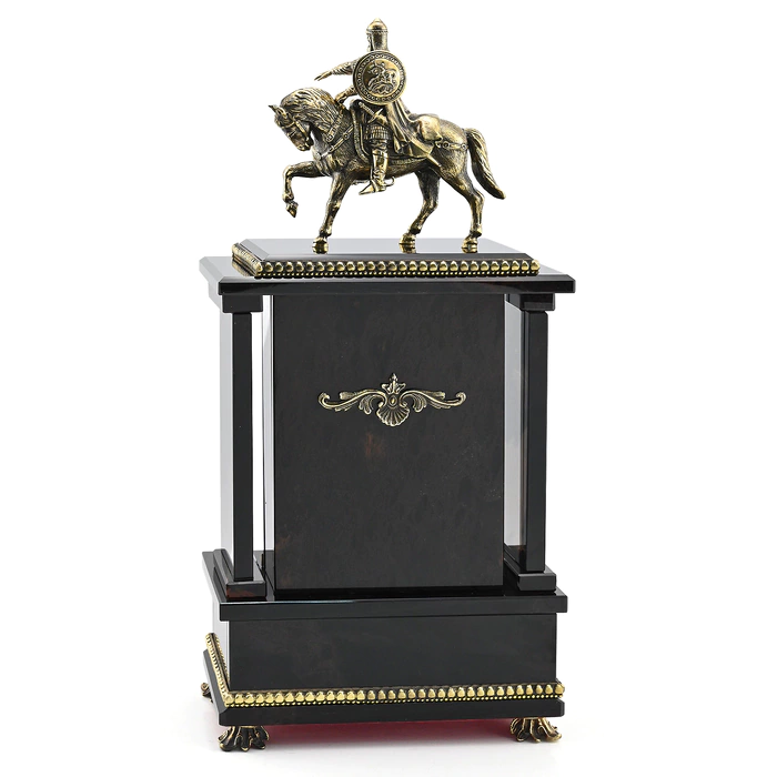 Mantel clock made of dark obsidian "Yuri Dolgoruky"
