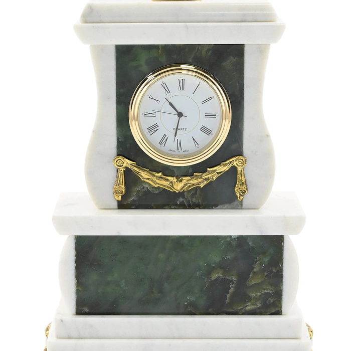 Mantel clock made of jade and marble "Eagle"