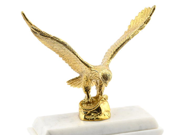 Mantel clock made of jade and marble "Eagle"