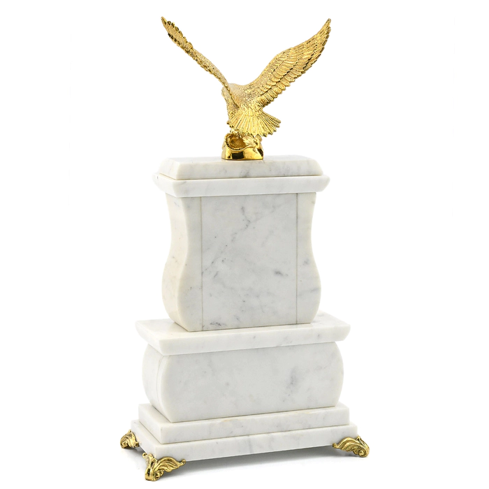 Mantel clock made of jade and marble "Eagle"