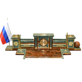 Настольный набор из обсидиана и мрамора "Идеал"