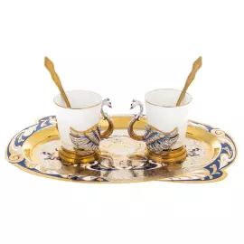 Набор для кофе "Лебеди" на 2 персоны, Златоуст