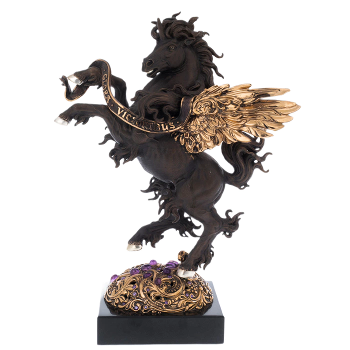 The author's bronze sculpture "Pegasus on the rack"