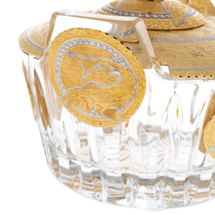Caviar bowl with lid "Tub" large, Zlatoust